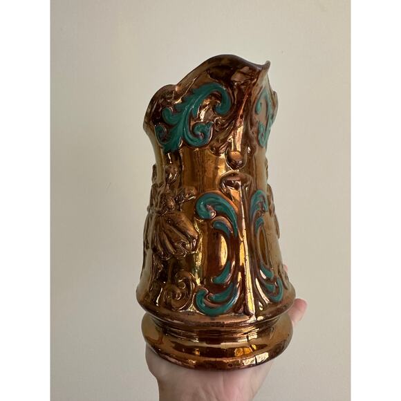 Antique Copper Lustre Luster Lusterware Jug Pitcher 7” England 24K Gold Vintage - Picture 5 of 16